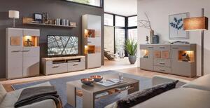 OBÝVACÍ STĚNA, šedá, barvy dubu Linie Design - Kompletní obývací stěny, Online Only