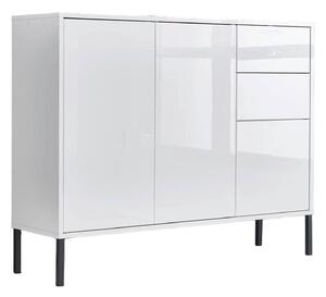 KOMODA, bílá, vysoce lesklá bílá, 105,5/86/33 cm MID.YOU - Komody na nožičkách, Online Only