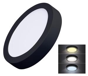 SOLIGHT LED mini panel CCT, přisazený, 12W, 900lm, 3000K, 4000K, 6000K, kulatý černý