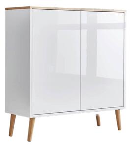 KOMODA, bílá, dub artisan, vysoce lesklá bílá, 79/86/33 cm MID.YOU - Komody na nožičkách, Online Only
