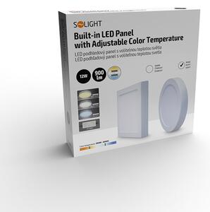 SOLIGHT LED mini panel CCT, přisazený, 12W, 900lm, 3000K, 4000K, 6000K, kulatý bílý