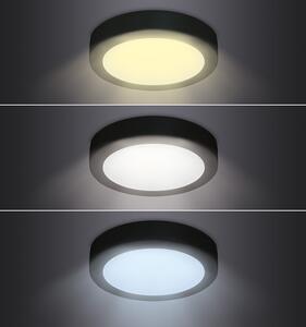 SOLIGHT LED mini panel CCT, přisazený, 12W, 900lm, 3000K, 4000K, 6000K, kulatý černý