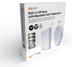 SOLIGHT LED mini panel CCT, přisazený, 24W, 1800lm, 3000K, 4000K, 6000K, kulatý bílý