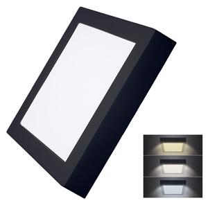 SOLIGHT LED mini panel CCT, přisazený, 18W, 1530lm, 3000K, 4000K, 6000K, čtvercový černý