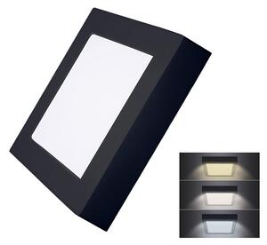 SOLIGHT LED mini panel CCT, přisazený, 12W, 900lm, 3000K, 4000K, 6000K, čtvercový černý