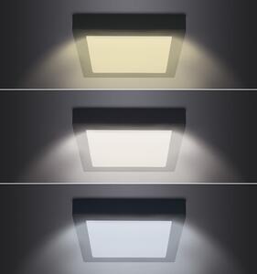 SOLIGHT LED mini panel CCT, přisazený, 24W, 1800lm, 3000K, 4000K, 6000K, čtvercový černý