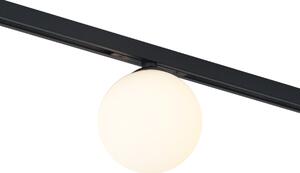 Moderní stropní svítidlo černé s bílým sklem pro 1fázový kolejnicový systém - Slimline Eira