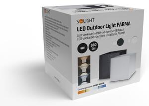SOLIGHT LED venkovní nástěnné osvětlení Parma CCT, 6W, 360lm, IP54, zoom 10-110°, bílé