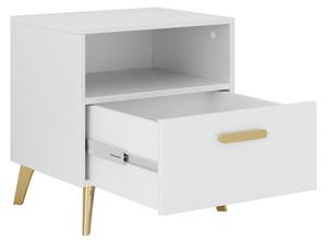 Noční stolek Rostiw 1SZ, Barva: kašmír / kašmírový lesk + zlatá 5903211401756