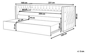Rozkládací postel 90 cm GENSA (šedá) (s roštem). 1023089