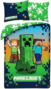 Oboustranné ložní povlečení z mikrovlákna Minecraft - motiv Steve, Alex a Creeper - 70x90 cm + 140x200 cm