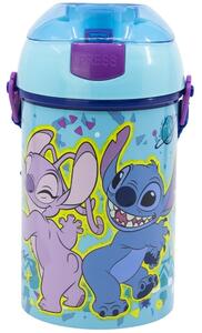 Plastová láhev na pití s brčkem a víčkem Stitch & Angel - 450 ml