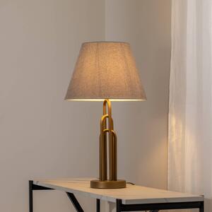 Avonni Stolní lampa Lazar, šedá/zlatá antik, výška 65 cm, textil/kov, Hliník / šedá / zinek, Obývací pokoj / jídelna, Textil / tkanina / hedvábí