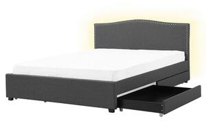 Manželská postel 160 cm MONTHY (s roštem, úl. prostorem a LED osvětlením) (tmavě šedá). 1022971