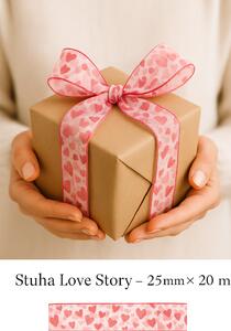 Stuha taftová LOVE STORY růžová A 25mm x 20m (6,90 Kč/m)
