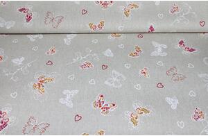 Dekorační látka Motýli, š. 140 cm Barva Vícebarevná Rozměry Vzorek (10x10 cm +/-1 cm)