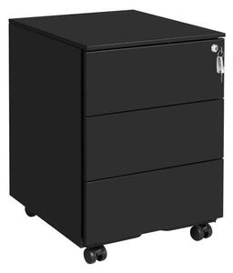 Kancelářský kontejner na kolečkách, 3 zásuvky, černý, kovový