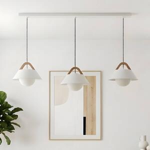 Luminex Závěsné světlo Funda, bílé, délka 110 cm, 3ramenné, kov/sklo, stmívatelný, Bílá / opál, Obývací pokoj / jídelna, kov, Skandinávský