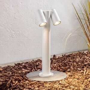 PRIOS Stojací lampa Tulimar, 2 žárovky, 45 cm, bílá, IP65, stmívatelný, Bílá / opál, Hliník, Moderní