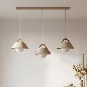 Luminex Závěsné světlo Funda, béžové, délka 110 cm, 3ramenné, kov/sklo, stmívatelný, Krémová / jantar, Obývací pokoj / jídelna, kov, Skandinávský