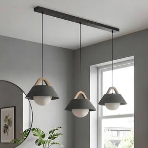 Luminex Závěsné světlo Funda, černé, délka 110 cm, 3ramenné, kov/sklo, stmívatelný, Černá, Obývací pokoj / jídelna, kov, Skandinávský
