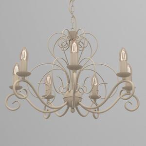 Luminex Lustr Mauro, béžový, 7 žárovek, Ø 62 cm, kov, E14, stmívatelný, Krémová / jantar, Obývací pokoj / jídelna, kov, Starožitný