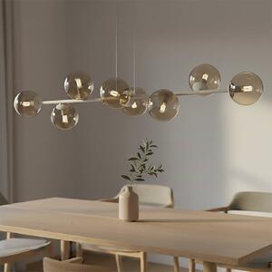 EMIBIG LIGHTING Závěsné světlo Rossi, béžové, délka 130 cm, 8ramenné, sklo/kov, stmívatelný, Krémová / jantar, Obývací pokoj / jídelna, Sklo, Moderní, Koule