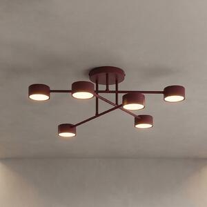 EMIBIG LIGHTING Stropní světlo HALO, tmavě červené, Ø 60 cm, 6ramenné, kov, GX53, stmívatelný, Červená, Obývací pokoj / jídelna, kov, Moderní, Stropní půlkruhové světlo s prostorem