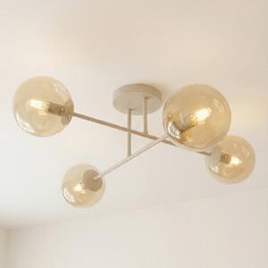 EMIBIG LIGHTING Stropní světlo ROMA, béžové, délka 75 cm, 4ramenné, sklo/kov, stmívatelný, Krémová / jantar, Obývací pokoj / jídelna, Sklo, Moderní, Koule