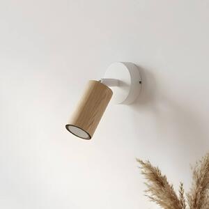 Luminex Nástěnné bodové svítidlo Nisse, bílé, hloubka 18 cm, 1 světlo, dřevo/kov, stmívatelný, Bílá / opál, Obývací pokoj / jídelna, Dřevo, Nástěnné bodové svítidlo