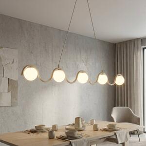 EMIBIG LIGHTING Závěsné světlo SINUS, béžové, délka 110 cm, 5žárovkové, kov/sklo, stmívatelný, Krémová / jantar, Obývací pokoj / jídelna, kov, Moderní, Koule