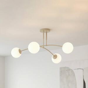 EMIBIG LIGHTING Stropní světlo Pregos, béžové, Ø 60 cm, 4ramenné, kov/sklo, stmívatelný, Krémová / jantar, Obývací pokoj / jídelna, kov, Moderní, Koule