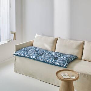 Přikrývka z mikrovlákna s potiskem tropických listů 400g/m2 modrá 60x120x10 cm