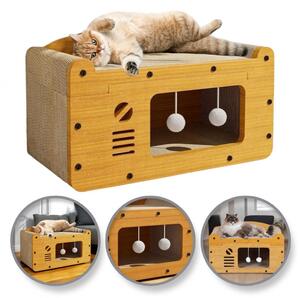 Kočičí domeček 3v1 KITZONE 56x30 cm, béžový