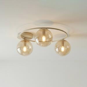 EMIBIG LIGHTING Stropní světlo Sopra, béžové, Ø 47 cm, 3 žárovky, sklo/kov, E14, stmívatelný, Krémová / jantar, Obývací pokoj / jídelna, Sklo, Moderní, Koule