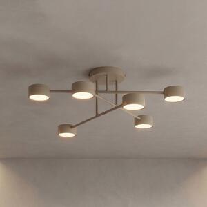 EMIBIG LIGHTING Stropní světlo HALO, béžové, Ø 60 cm, 6žárovkové, kovové, GX53, stmívatelný, Krémová / jantar, Obývací pokoj / jídelna, kov, Moderní, Stropní půlkruhové světlo s prostorem