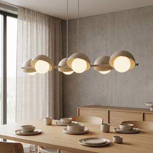 EMIBIG LIGHTING Závěsné světlo BOOM, béžové, délka 88 cm, 6žárovkové, kov/sklo, stmívatelný, Krémová / jantar, Obývací pokoj / jídelna, kov, Moderní