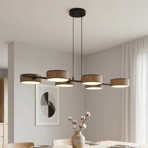 EMIBIG LIGHTING Závěsné světlo DRUMZ, hnědé, délka 100 cm, 6 žárovek, textil, E14, stmívatelný, Hnědá / rez, Obývací pokoj / jídelna, Textil / tkanina / hedvábí, Moderní