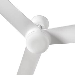 FARO BARCELONA LED stropní ventilátor Punt M, bílý, DC, tichý, Ø 130 cm,, stmívatelný, Bílá / opál, Obývací pokoj / jídelna, kov, Moderní