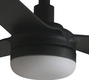 FARO BARCELONA LED stropní ventilátor Punt M, černý, DC, tichý, 130 cm,, stmívatelný, Černá, Obývací pokoj / jídelna, kov, Moderní