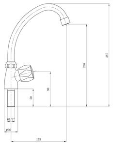 AQUALINE - Stojánkový ventil 1/2", otočná hubice, chrom (ZY1807)