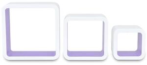 Nástěnné police krychlové 6 ks | bílé a fialové
