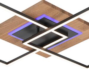 Elobra LED stropní svítidlo Panama M Plus, dub/černá, délka 61 cm, stmívatelný, Světlé dřevo, Obývací pokoj / jídelna, Dřevo, Moderní