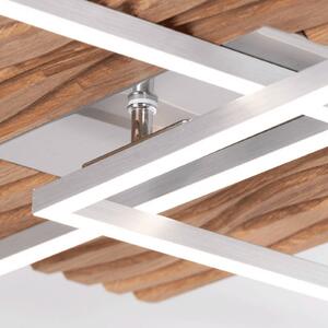 Elobra LED stropní svítidlo Atacama L, dub/kov, dřevo, stmívatelný, Světlé dřevo, Obývací pokoj / jídelna, Dřevo, Moderní