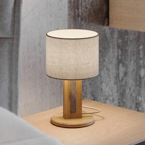 Elobra Stolní lampa Chile S, dub/granit, látka, dřevo, výška 30 cm, stmívatelný, Světlé dřevo, Obývací pokoj / jídelna, Dřevo, Moderní