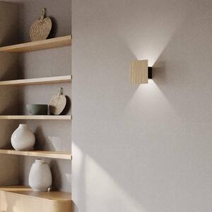 Elobra LED nástěnné světlo Inka S, dub/černá, dřevo, výška 15 cm, stmívatelný, Světlé dřevo, Obývací pokoj / jídelna, Dřevo, Moderní