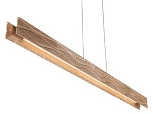Elobra Závěsné LED světlo Atacama, dub/černá, dřevo, délka 116 cm, stmívatelný, Světlé dřevo, Obývací pokoj / jídelna, Dřevo, Moderní