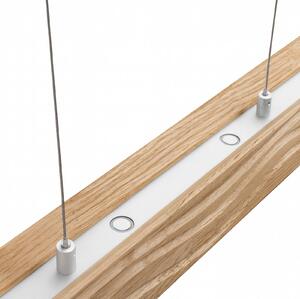 Elobra Závěsné LED světlo Atacama, dub/nikl, dřevo, délka 116 cm, stmívatelný, Světlé dřevo, Obývací pokoj / jídelna, Dřevo, Moderní