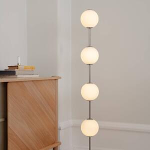 UMAGE LED stojací lampa Audrey, ocelová barva, výška 128 cm, 4 svítidla., stmívatelný, Hliník / šedá / zinek, Obývací pokoj / jídelna, kov, Design, Koule