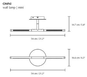 UMAGE LED nástěnné světlo Omni, ocelová barva, šířka 54 cm, 2 svítidla., stmívatelný, Hliník / šedá / zinek, Obývací pokoj / jídelna, Hliník, Design